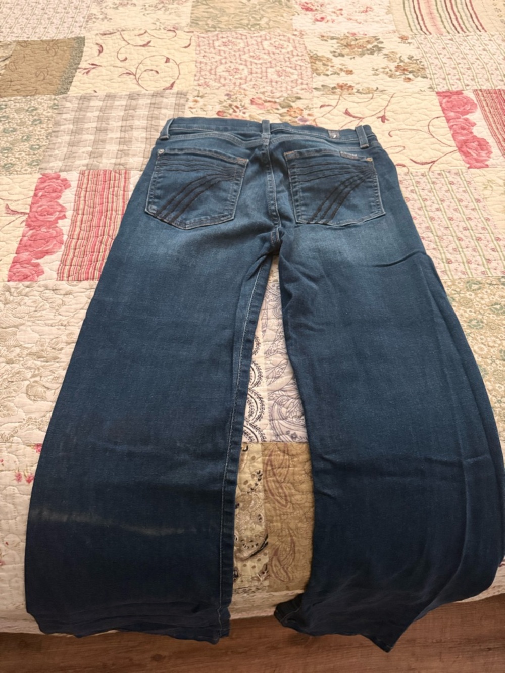 7 For All Mankind Dojo Stretch Dark Blue Wide Leg Jeans